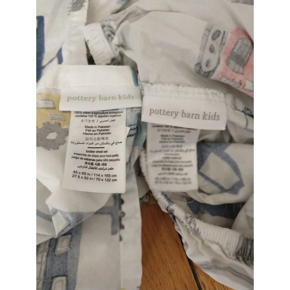 Pottery Barn Kids Crib Sheet Set Jax Construction Vehicles Organic Cotton